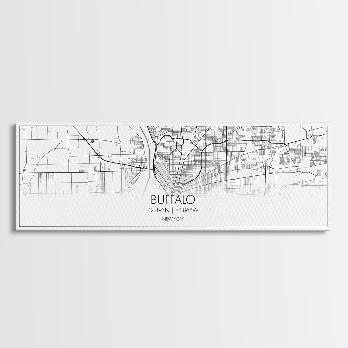 Panoramic Buffalo City Map, New York Art, Map Print, Minimalist Wall Art, Canvas Art, Housewarming Gift, Street Map Art, Closing Gift