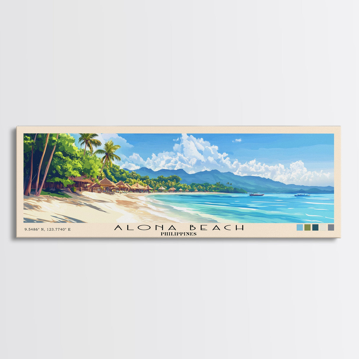 Alona Beach, Philippines Panoramic Print, Vacation Gift, Philippines Wall Art, Vacation Wall Art, Vacatation Memories, Beach Decor, Beach Or Lakehouse Art