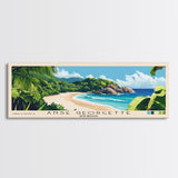 Anse Georgette, Seychelles Panoramic Beach Print, Vacation Gift, Seychelles Wall Art, Framed Canvas Print, Framed Beach Painting