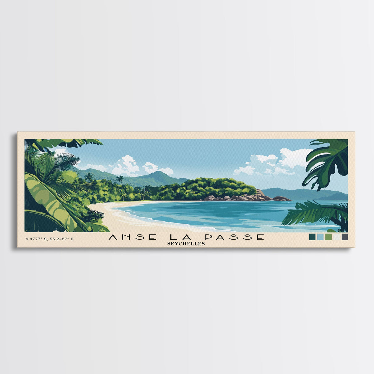 Anse La Passe, Seychelles Panoramic Print, Vacation Gift, Seychelles Wall Art, Beach Painting, Beach Decor, Beach Or Lakehouse Art