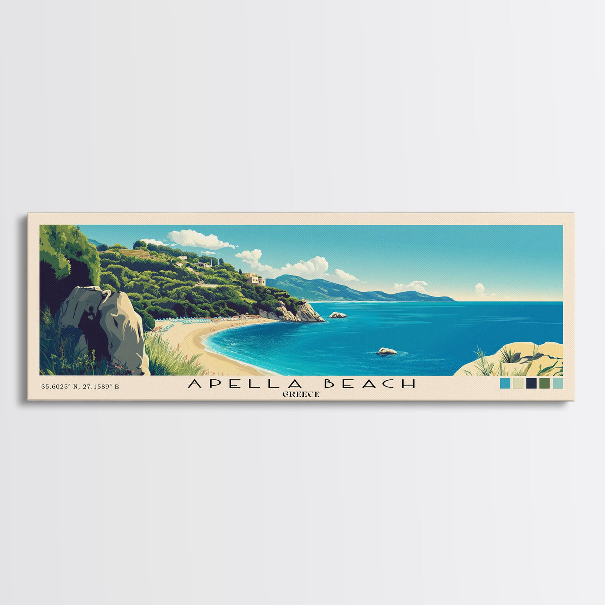 Apella Beach, Greece Panoramic Print, Vacation Gift, Greece Wall Art, Vacation Wall Art, Vacatation Memories, Beach Decor, Beach Or Lakehouse Art