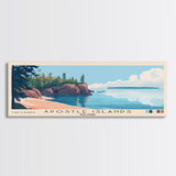 Apostle Islands, Wisconsin Panoramic Beach Print, Vacation Gift, Wisconsin Wall Art, Beach Painting, Beach Decor, Beach Painting