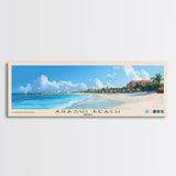 Arashi Beach, Aruba Panoramic Print, Vacation Gift, Aruba Wall Art, Beach Painting, Beach Decor, Large Wall Art, Wood Frame Art