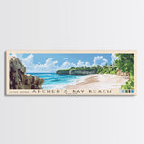 Archer’s Bay Beach, Barbados Panoramic Beach Print, Vacation Gift, Barbados Wall Art, Framed Canvas Print, Framed Beach Painting