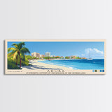 Aruba, autonomous country of the Kingdom of the Netherlands Panoramic Print, Vacation Gift, autonomous country of the Kingdom of the Netherlands Wall Art, Beach Painting, Beach Decor, Large Wall Art, Wood Frame Art