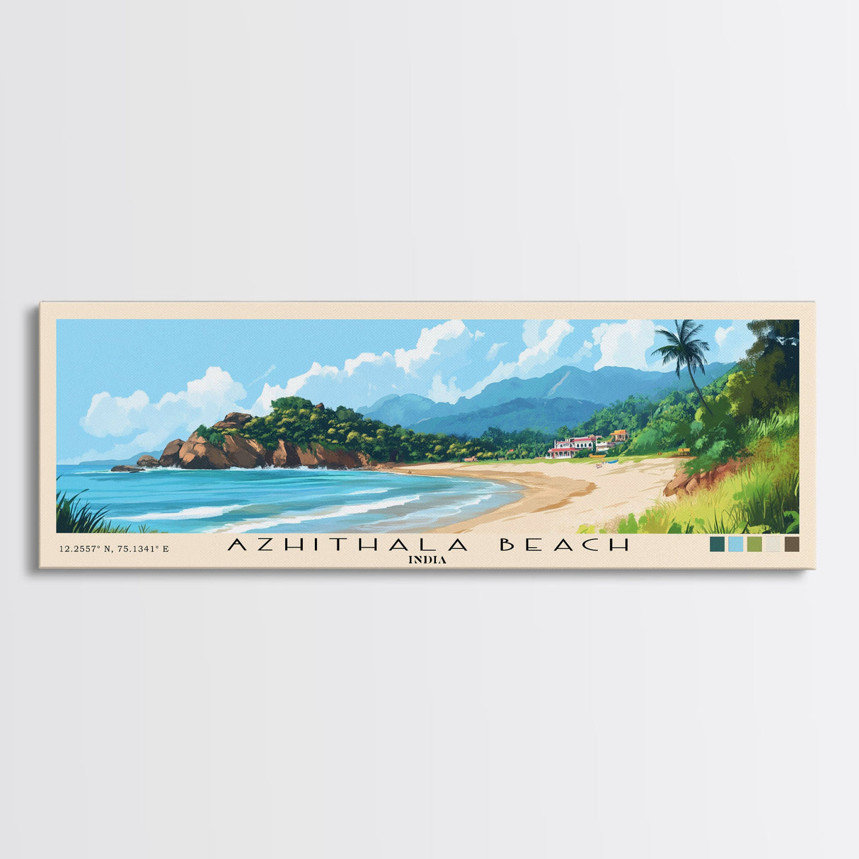 Azhithala Beach, India Panoramic Print, Vacation Gift, India Wall Art, Vacation Wall Art, Vacatation Memories, Beach Decor, Beach Or Lakehouse Art