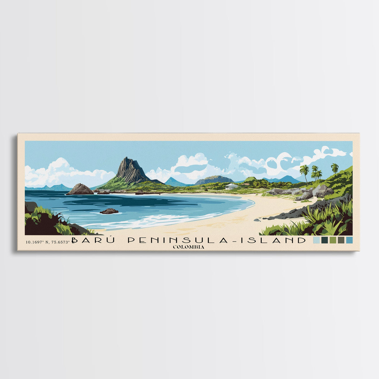 Barú Peninsula-Island, Colombia Panoramic Print, Vacation Gift, Colombia Wall Art, Vacation Wall Art, Vacatation Memories, Beach Decor, Beach Or Lakehouse Art