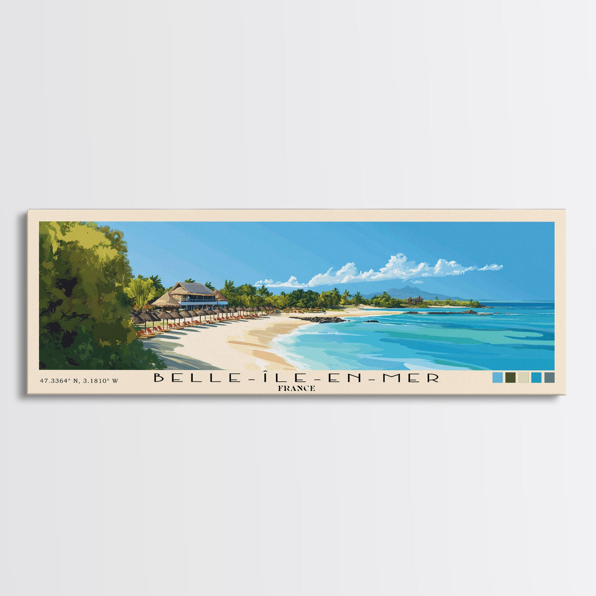 Belle-Île-en-Mer, France Panoramic Print, Vacation Gift, France Wall Art, Beach Painting, Beach Decor, Beach Or Lakehouse Art