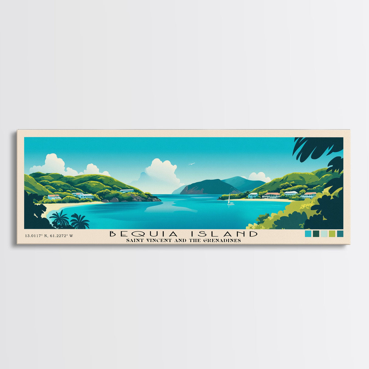 Bequia Island, Saint Vincent and the Grenadines Panoramic Print, Vacation Gift, Saint Vincent and the Grenadines Wall Art, Vacation Wall Art, Vacatation Memories, Beach Decor, Beach Or Lakehouse Art