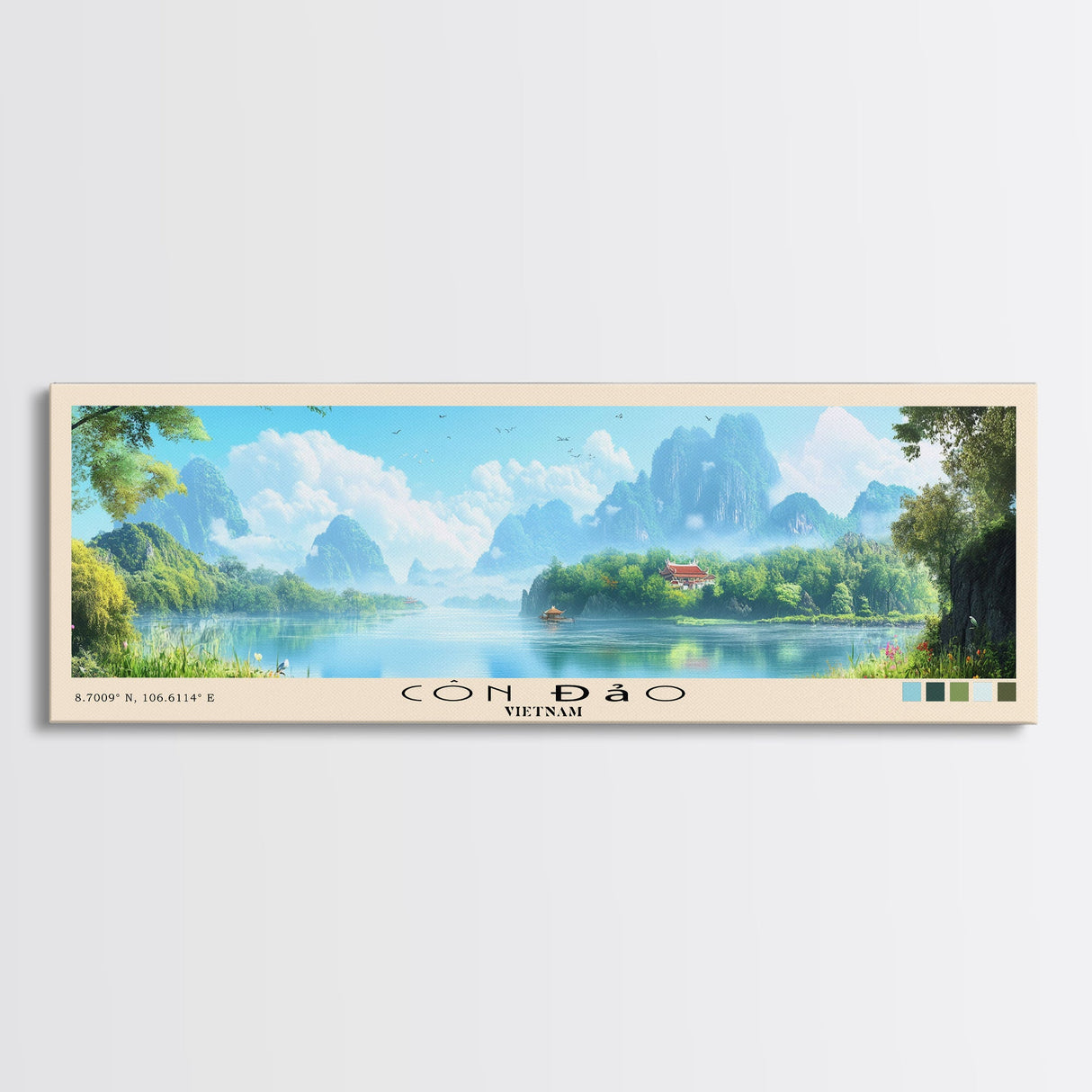 Côn Đảo, Vietnam Panoramic Beach Print, Vacation Gift, Vietnam Wall Art, Beach Painting, Beach Decor, Beach Painting