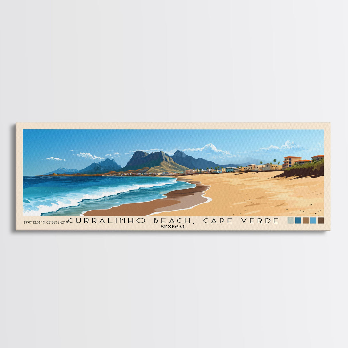 Curralinho Beach, Cape Verde, Senegal Panoramic Beach Print, Vacation Gift, Senegal Wall Art, Beach Painting, Beach Decor, Beach Painting