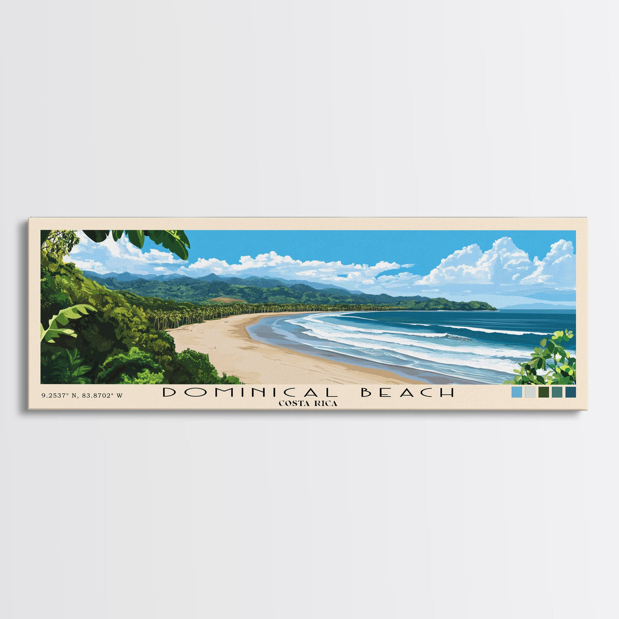 Dominical Beach, Costa Rica Panoramic Print, Vacation Gift, Costa Rica Wall Art, Beach Painting, Beach Decor, Beach Or Lakehouse Art