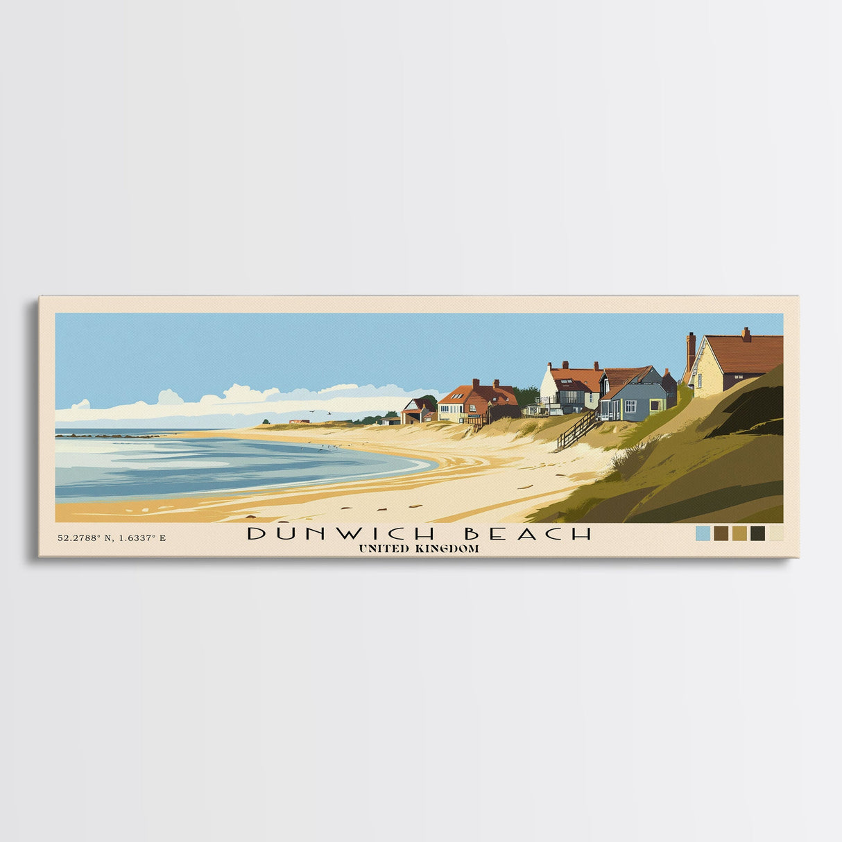 Dunwich Beach, United Kingdom Panoramic Print, Vacation Gift, United Kingdom Wall Art, Beach Painting, Beach Decor, Large Wall Art, Wood Frame Art