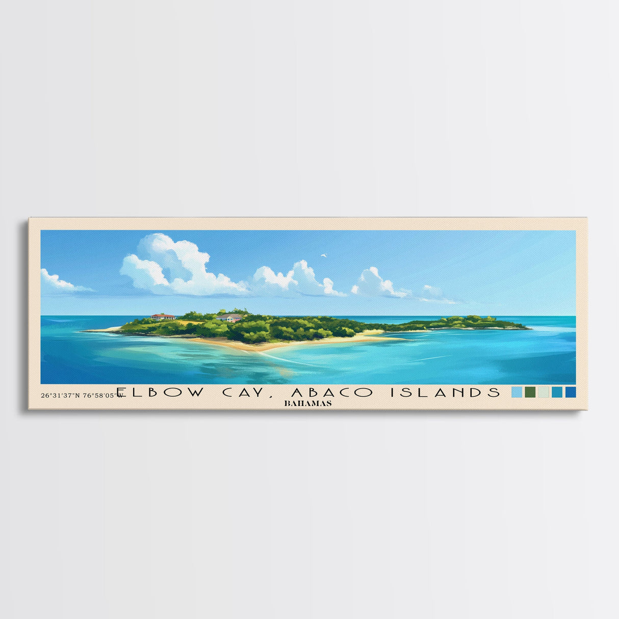 Elbow Cay, Abaco Islands, Bahamas Panoramic Print, Vacation Gift, Bahamas Wall Art, Beach Painting, Beach Decor, Beach Or Lakehouse Art