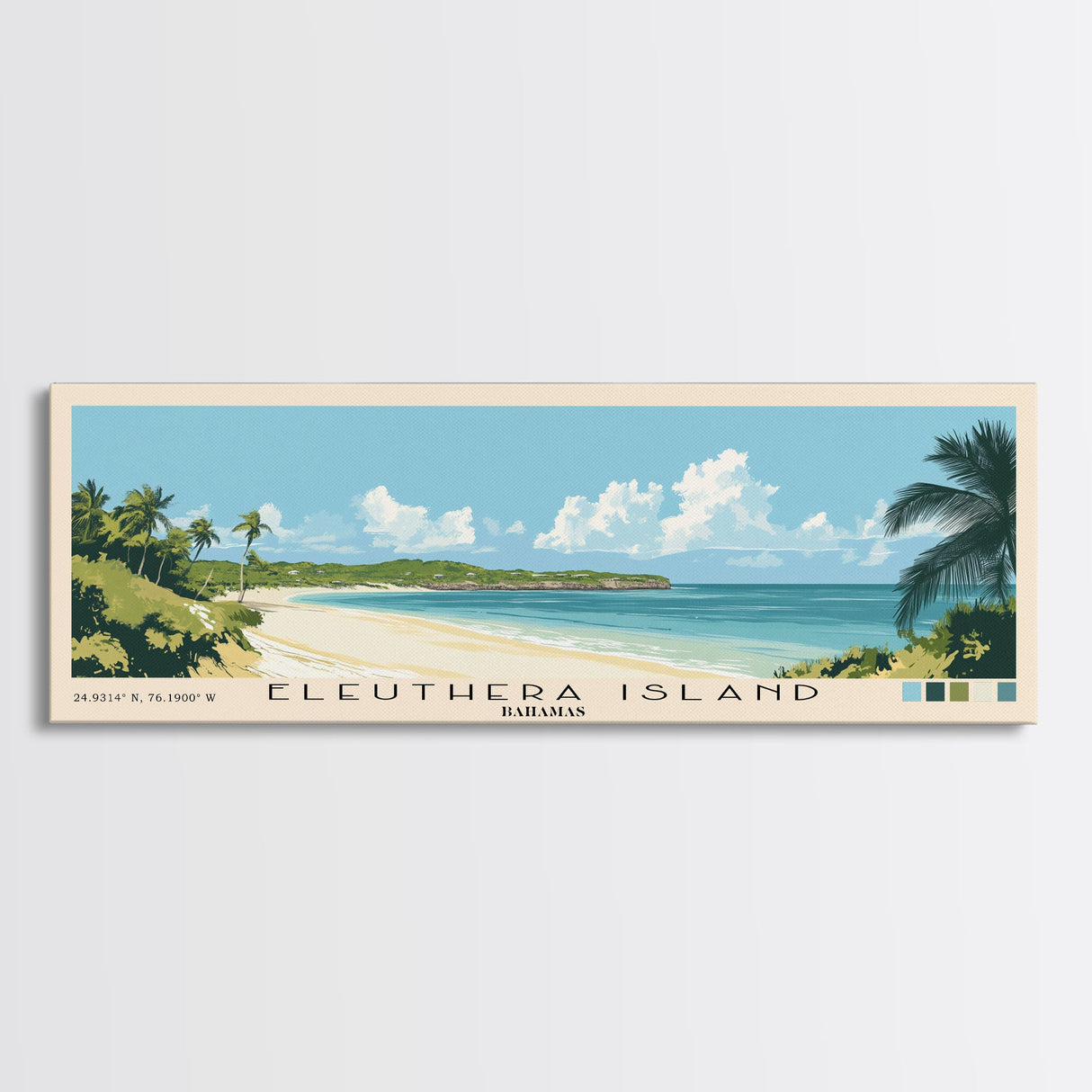 Eleuthera Island, Bahamas Panoramic Beach Print, Vacation Gift, Bahamas Wall Art, Beach Painting, Beach Decor, Beach Painting