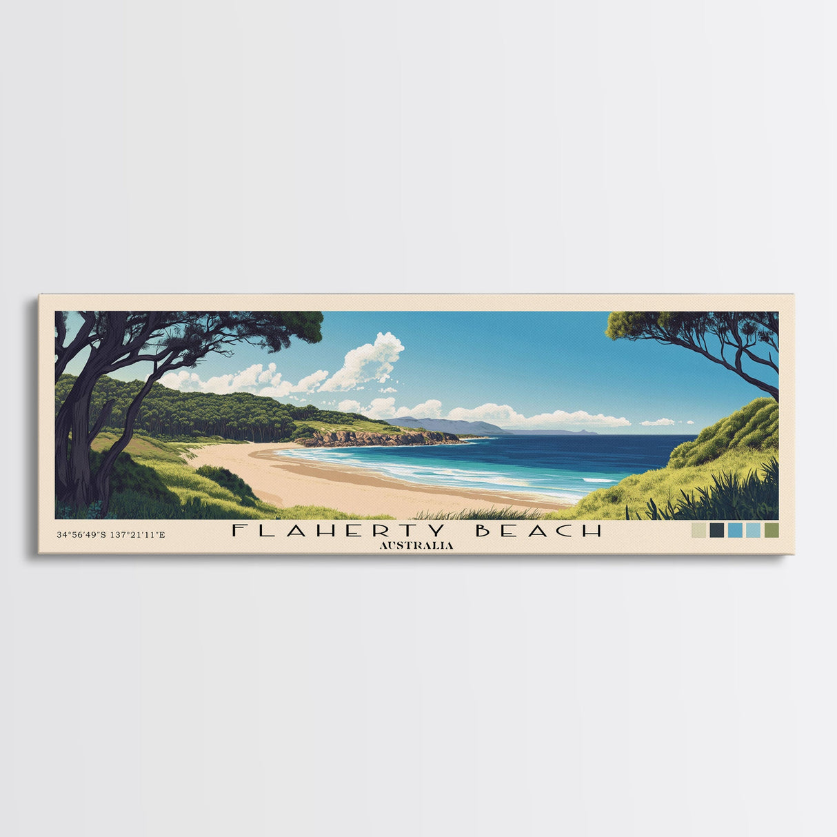 Flaherty Beach, Australia Panoramic Beach Print, Vacation Gift, Australia Wall Art, Beach Painting, Beach Decor, Beach Painting