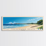 Freshwater Beach, Australia Panoramic Print, Vacation Gift, Australia Wall Art, Beach Painting, Beach Decor, Large Wall Art, Wood Frame Art