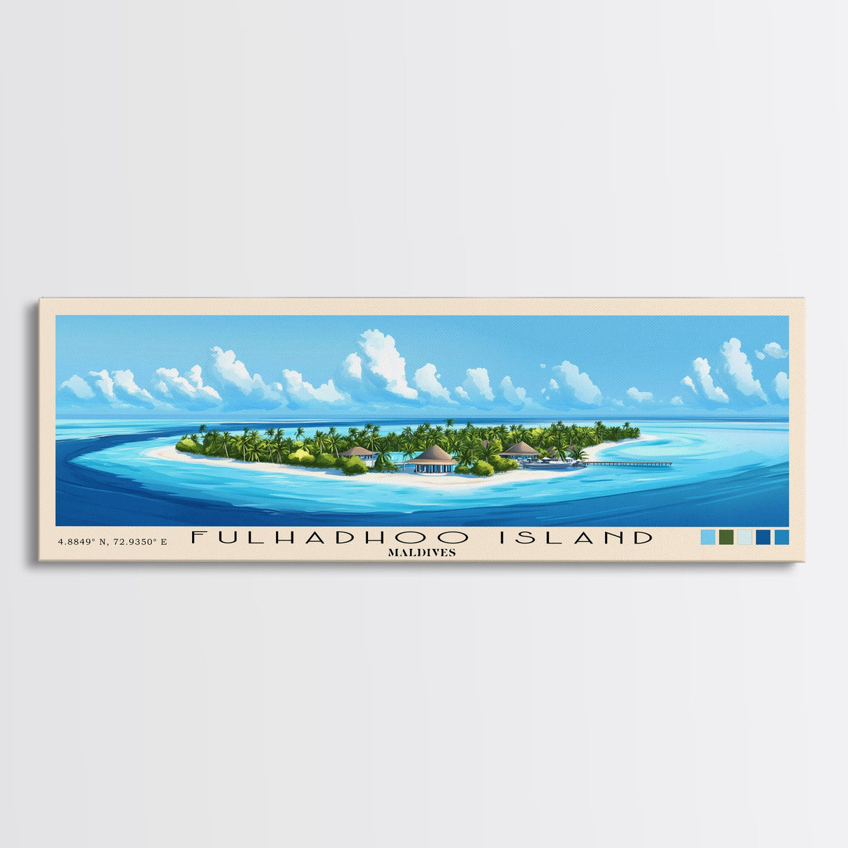 Fulhadhoo Island, Maldives Panoramic Print, Vacation Gift, Maldives Wall Art, Beach Painting, Beach Decor, Beach Or Lakehouse Art