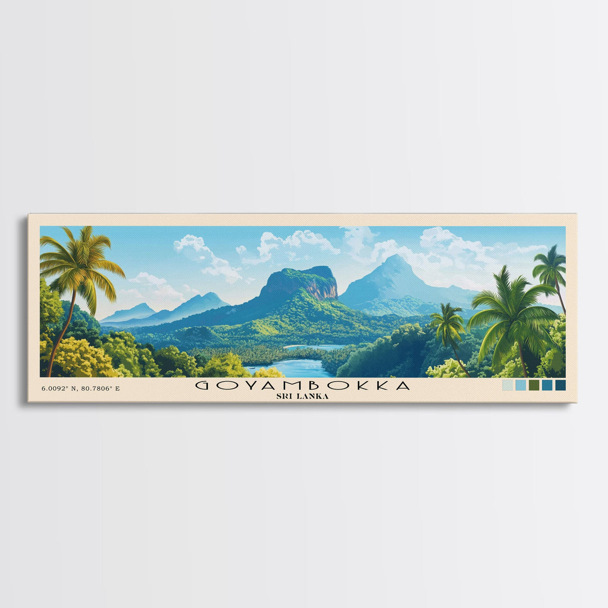 Goyambokka, Sri Lanka Panoramic Print, Vacation Gift, Sri Lanka Wall Art, Beach Painting, Beach Decor, Large Wall Art, Wood Frame Art