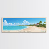 Grace Bay, Turks and Caicos Islands Panoramic Beach Print, Vacation Gift, Turks and Caicos Islands Wall Art, Framed Canvas Print, Framed Beach Painting