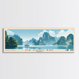 Ha Long Bay, Vietnam Panoramic Print, Vacation Gift, Vietnam Wall Art, Beach Painting, Beach Decor, Large Wall Art, Wood Frame Art