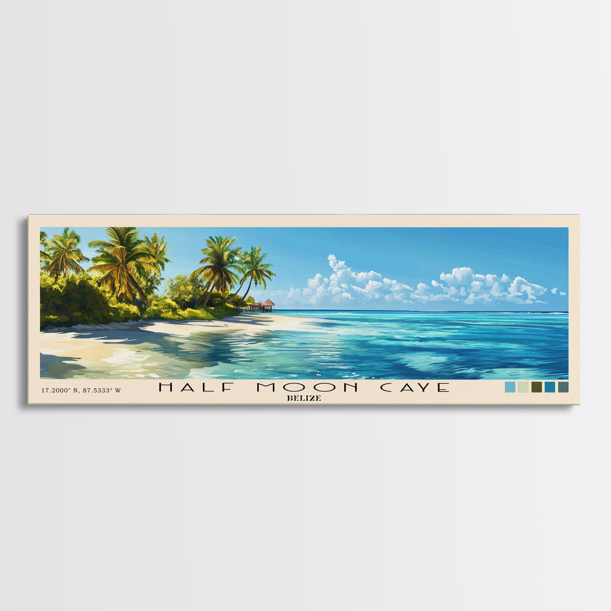 Half Moon Caye, Belize Panoramic Print, Vacation Gift, Belize Wall Art, Beach Painting, Beach Decor, Beach Or Lakehouse Art