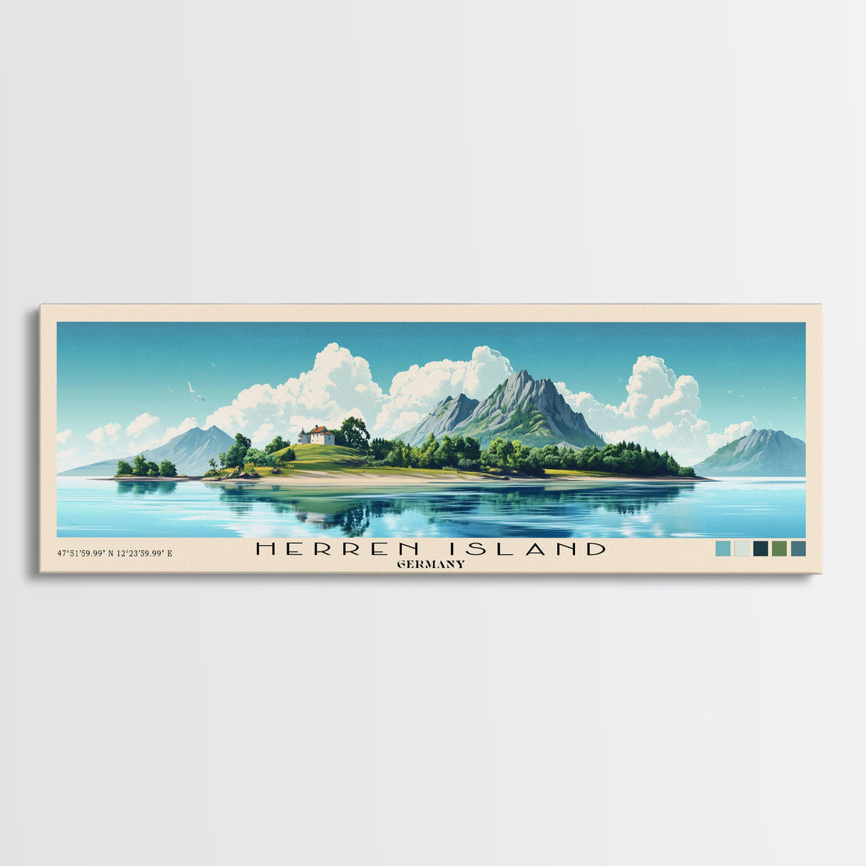 Herren Island, Germany Panoramic Beach Print, Vacation Gift, Germany Wall Art, Beach Painting, Beach Decor, Beach Painting