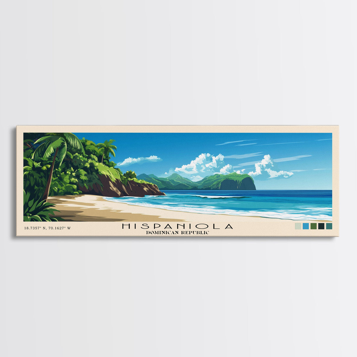 Hispaniola, Dominican Republic Panoramic Print, Vacation Gift, Dominican Republic Wall Art, Beach Painting, Beach Decor, Beach Or Lakehouse Art