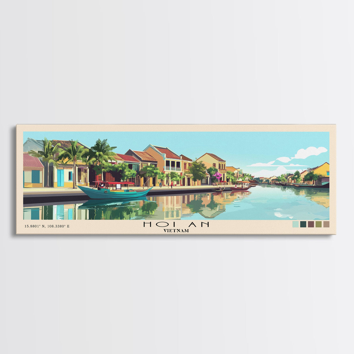 Hoi An, Vietnam Panoramic Beach Print, Vacation Gift, Vietnam Wall Art, Framed Canvas Print, Framed Beach Painting