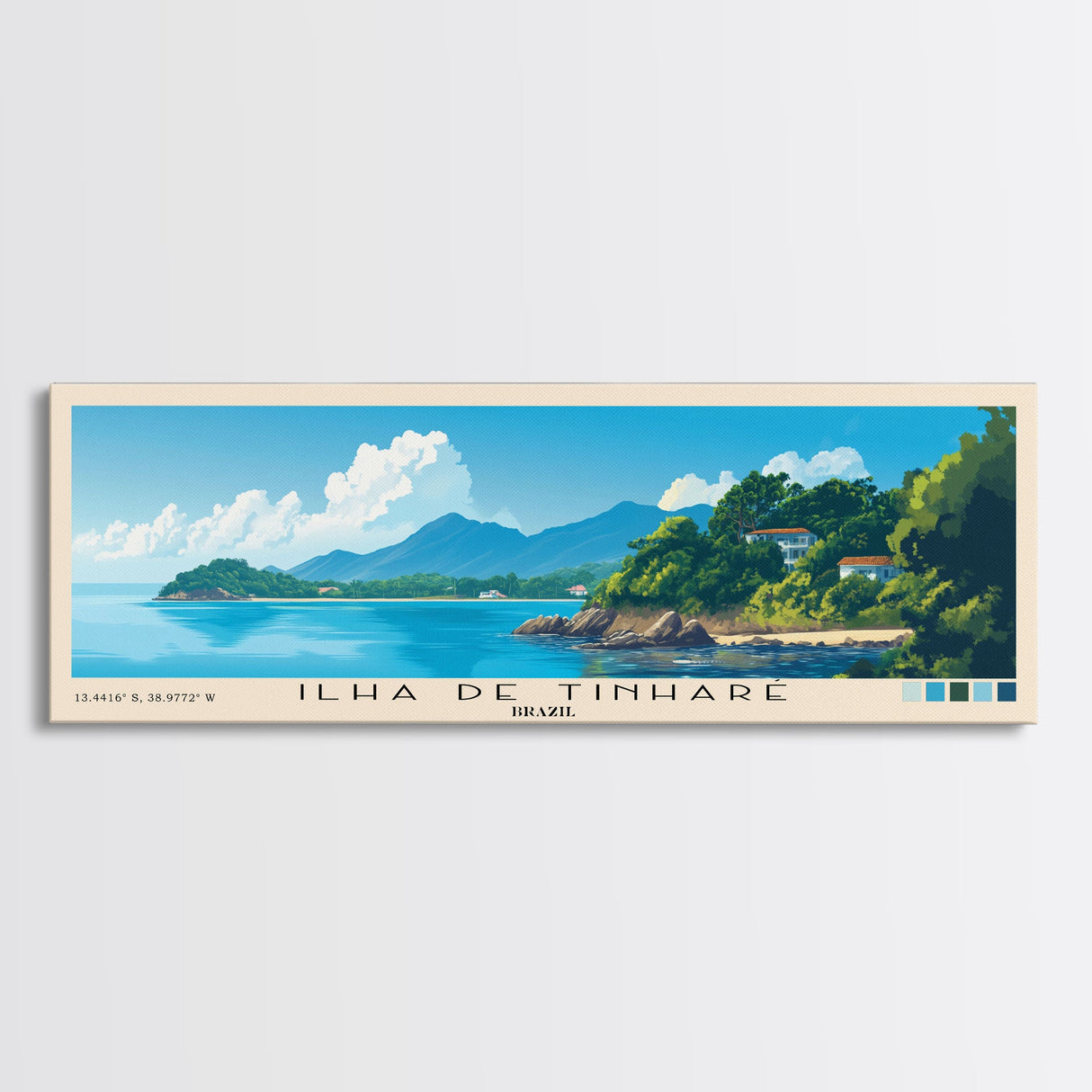 Ilha de Tinharé, Brazil Panoramic Beach Print, Vacation Gift, Brazil Wall Art, Framed Canvas Print, Framed Beach Painting