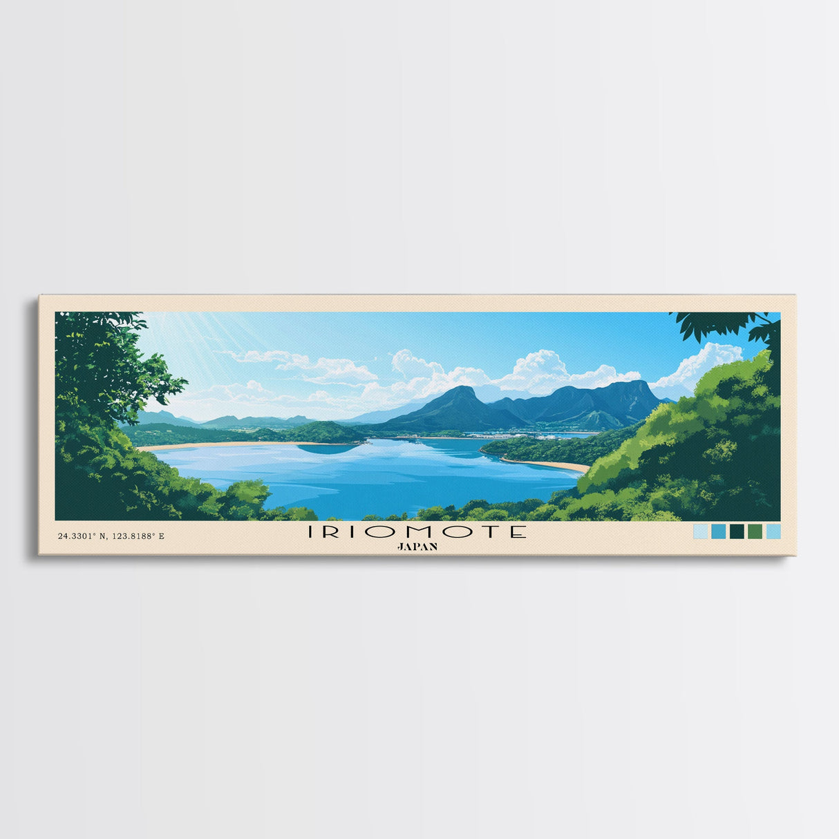 Iriomote, Japan Panoramic Beach Print, Vacation Gift, Japan Wall Art, Framed Canvas Print, Framed Beach Painting