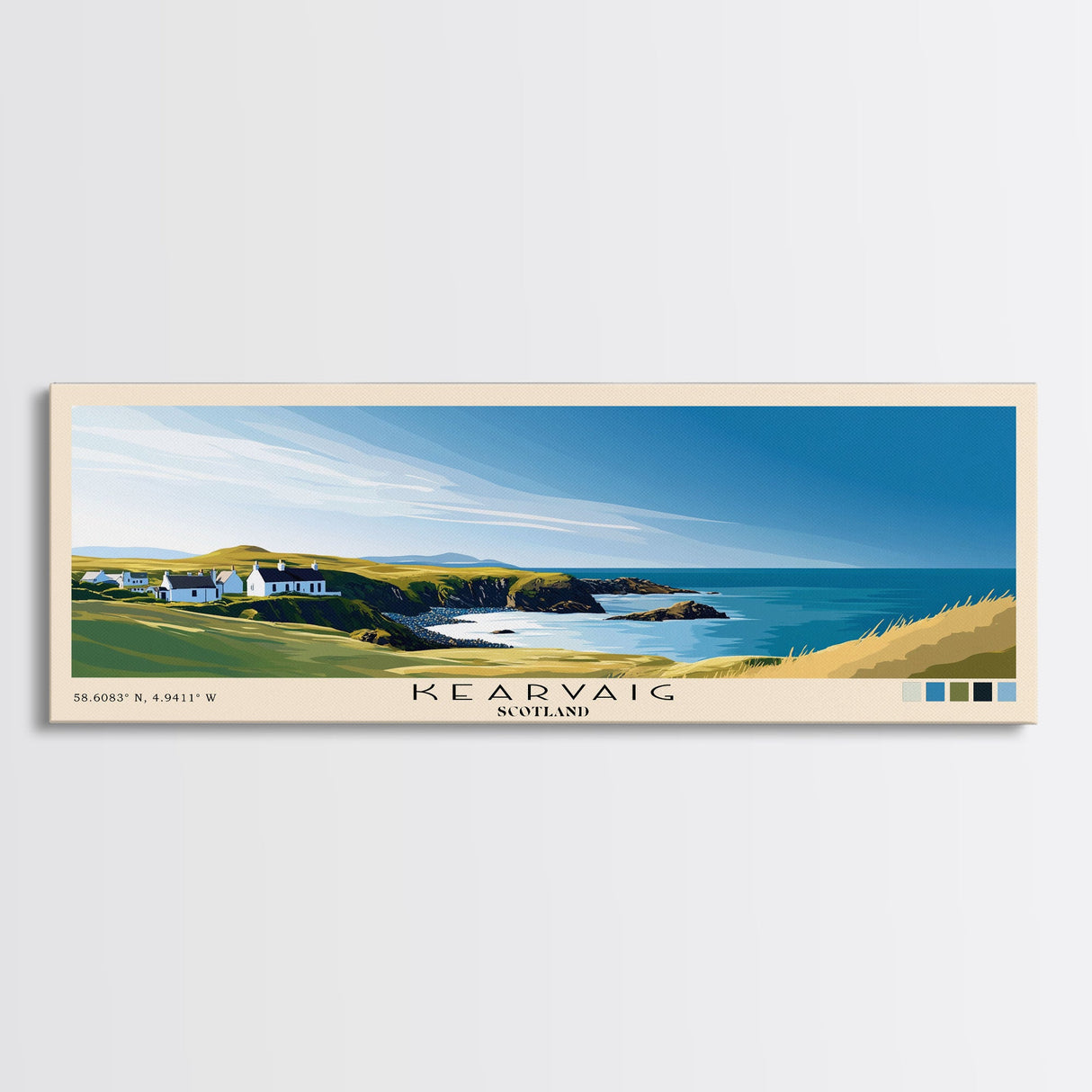 Kearvaig, Scotland Panoramic Beach Print, Vacation Gift, Scotland Wall Art, Beach Painting, Beach Decor, Beach Painting