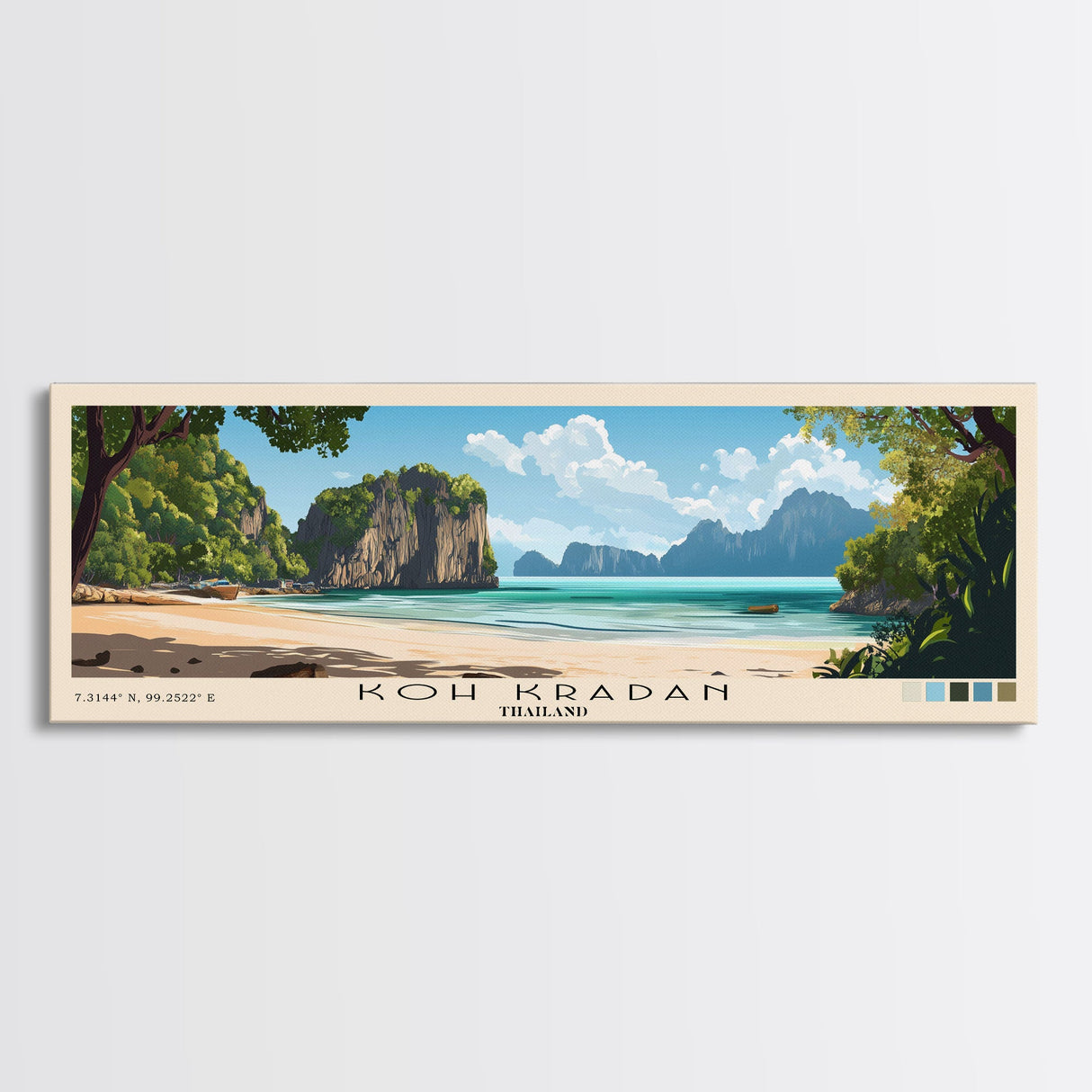 Koh Kradan, Thailand Panoramic Print, Vacation Gift, Thailand Wall Art, Beach Painting, Beach Decor, Beach Or Lakehouse Art