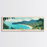 Koh Rong Samloen, Cambodia Panoramic Beach Print, Vacation Gift, Cambodia Wall Art, Framed Canvas Print, Framed Beach Painting