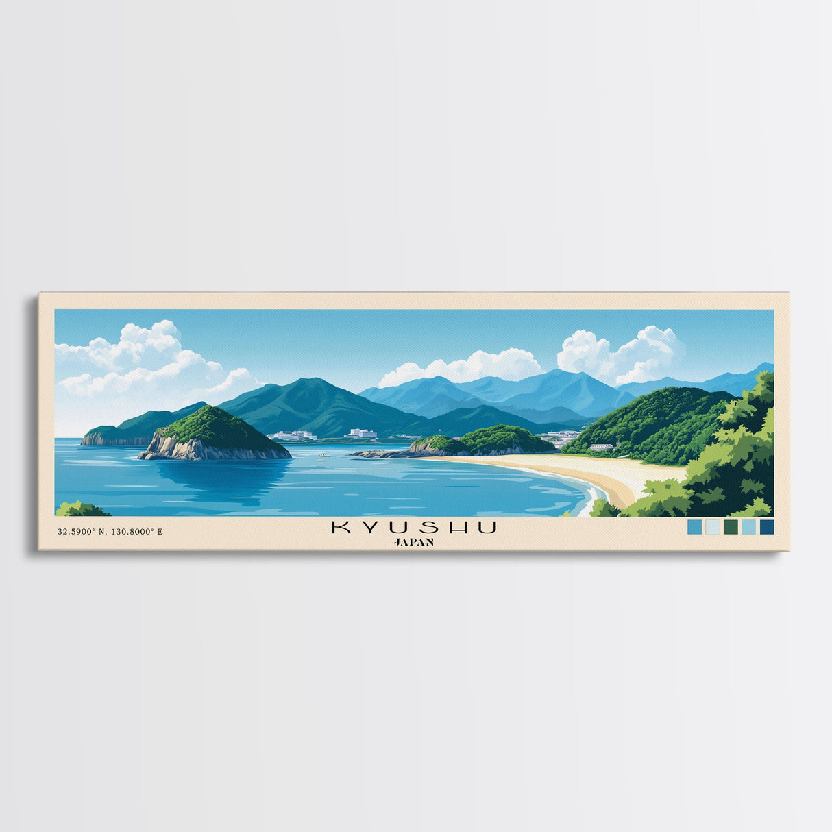 Kyushu, Japan Panoramic Beach Print, Vacation Gift, Japan Wall Art, Framed Canvas Print, Framed Beach Painting