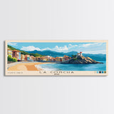 La Concha, Spain Panoramic Beach Print, Vacation Gift, Spain Wall Art, Beach Painting, Beach Decor, Beach Painting