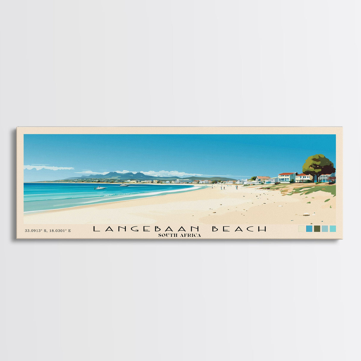 Langebaan Beach, South Africa Panoramic Beach Print, Vacation Gift, South Africa Wall Art, Beach Painting, Beach Decor, Beach Painting