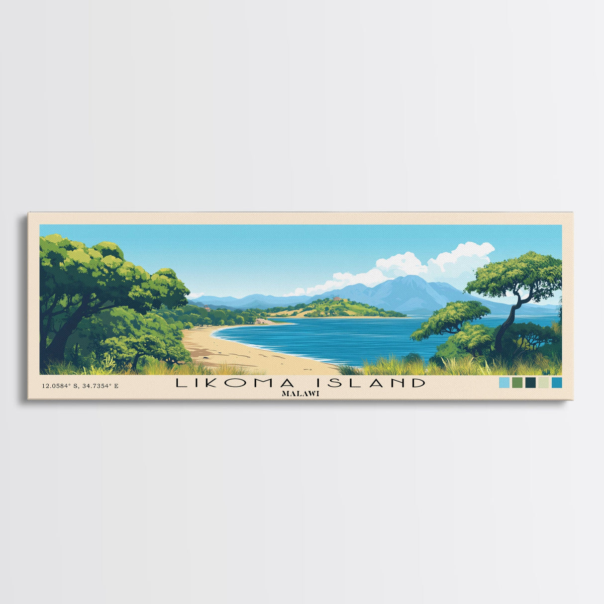 Likoma Island, Malawi Panoramic Print, Vacation Gift, Malawi Wall Art, Beach Painting, Beach Decor, Large Wall Art, Wood Frame Art