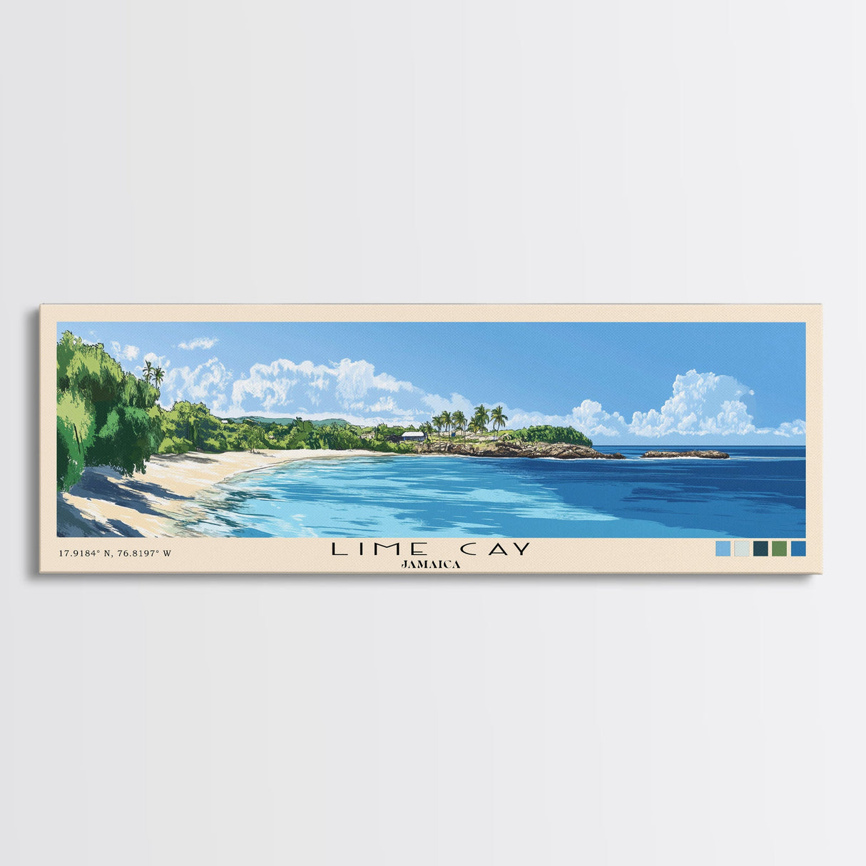 Lime Cay, Jamaica Panoramic Print, Vacation Gift, Jamaica Wall Art, Beach Painting, Beach Decor, Beach Or Lakehouse Art