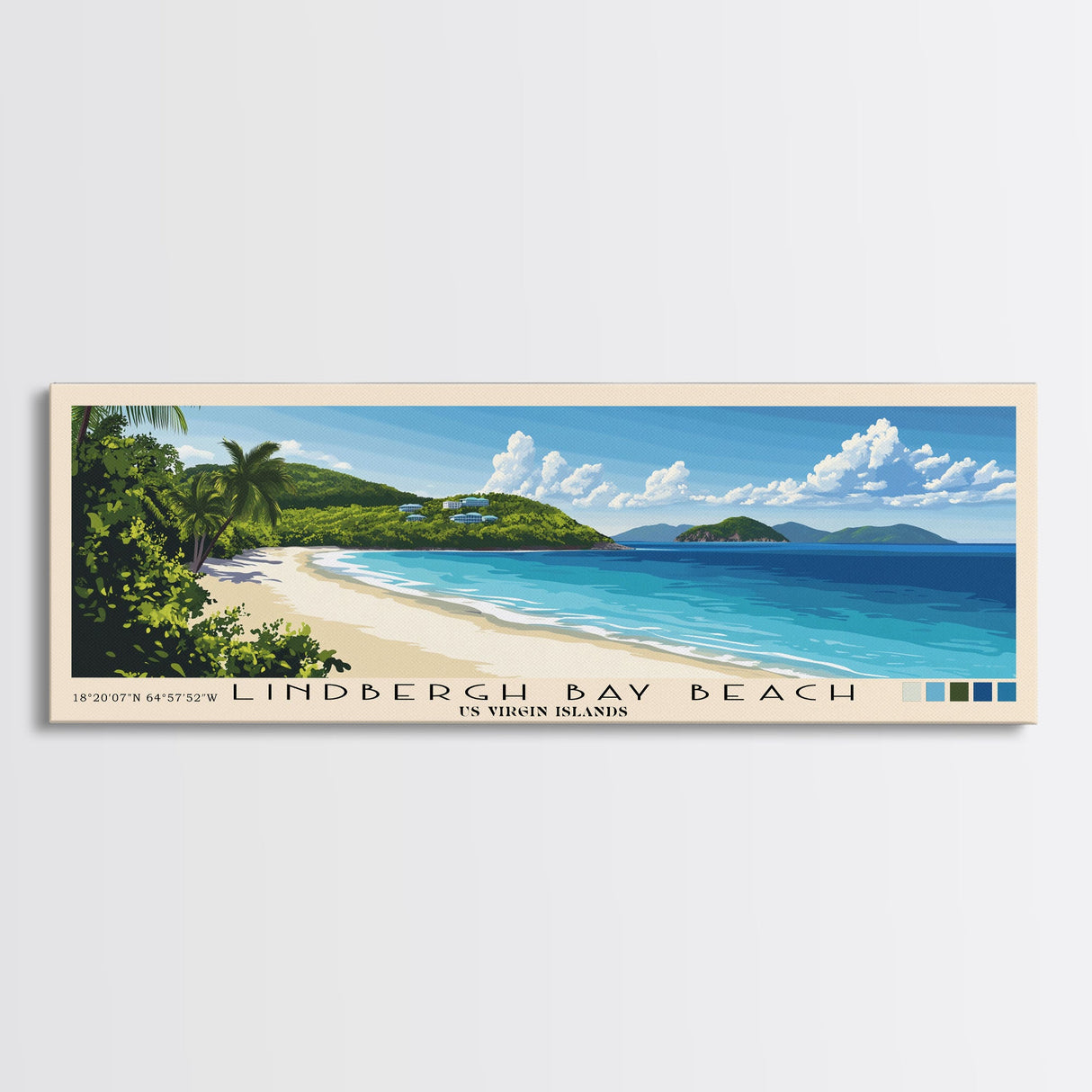 Lindbergh Bay Beach, US Virgin islands Panoramic Beach Print, Vacation Gift, US Virgin islands Wall Art, Beach Painting, Beach Decor, Beach Painting