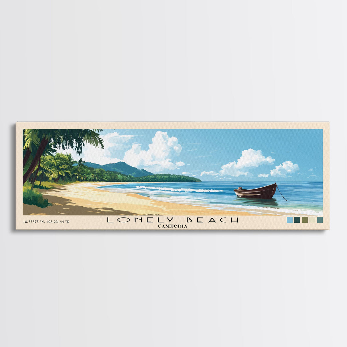 Lonely Beach, Cambodia Panoramic Print, Vacation Gift, Cambodia Wall Art, Vacation Wall Art, Vacatation Memories, Beach Decor, Beach Or Lakehouse Art