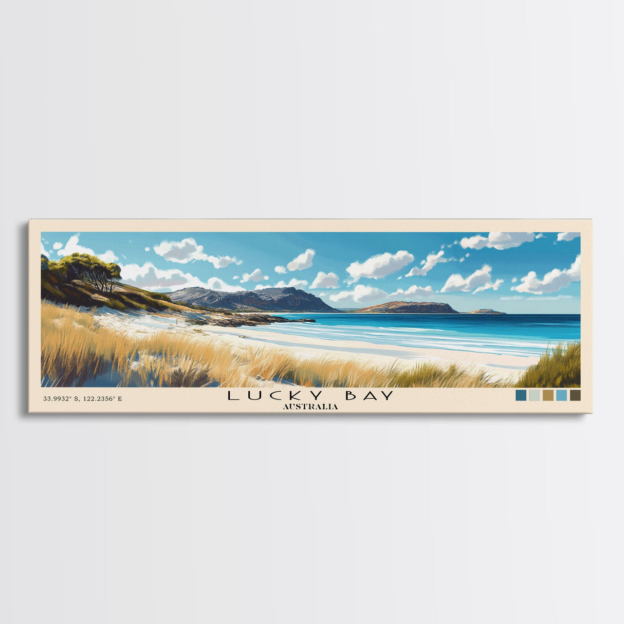 Lucky Bay, Australia Panoramic Print, Vacation Gift, Australia Wall Art, Beach Painting, Beach Decor, Beach Or Lakehouse Art