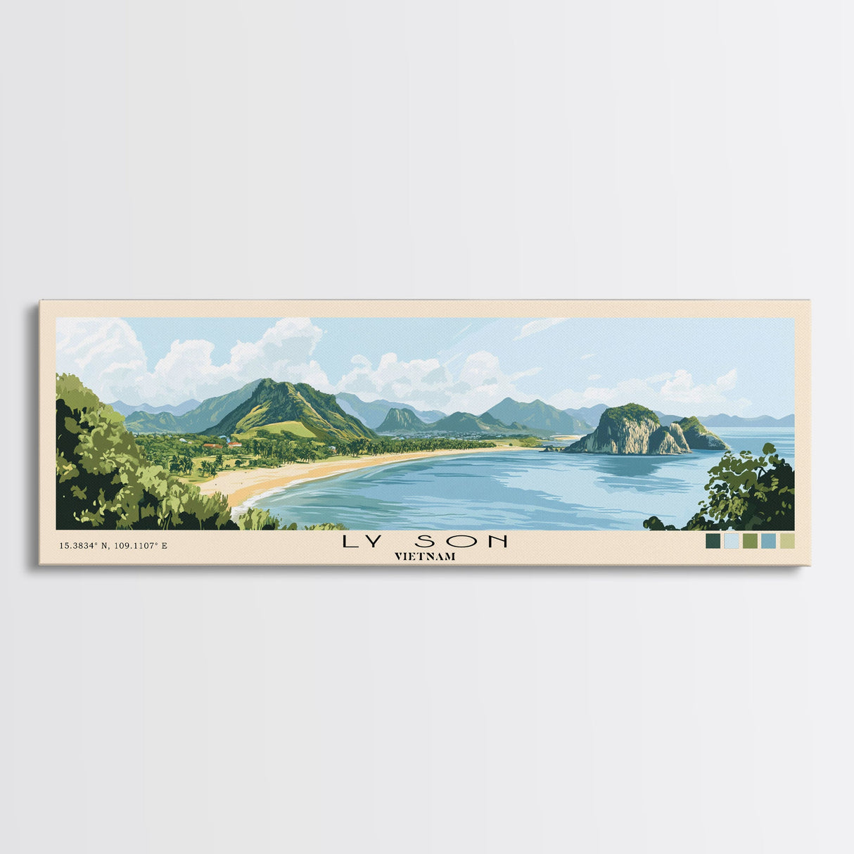 Ly Son, Vietnam Panoramic Beach Print, Vacation Gift, Vietnam Wall Art, Framed Canvas Print, Framed Beach Painting