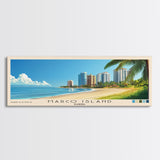 Marco Island, Florida Panoramic Beach Print, Vacation Gift, Florida Wall Art, Framed Canvas Print, Framed Beach Painting