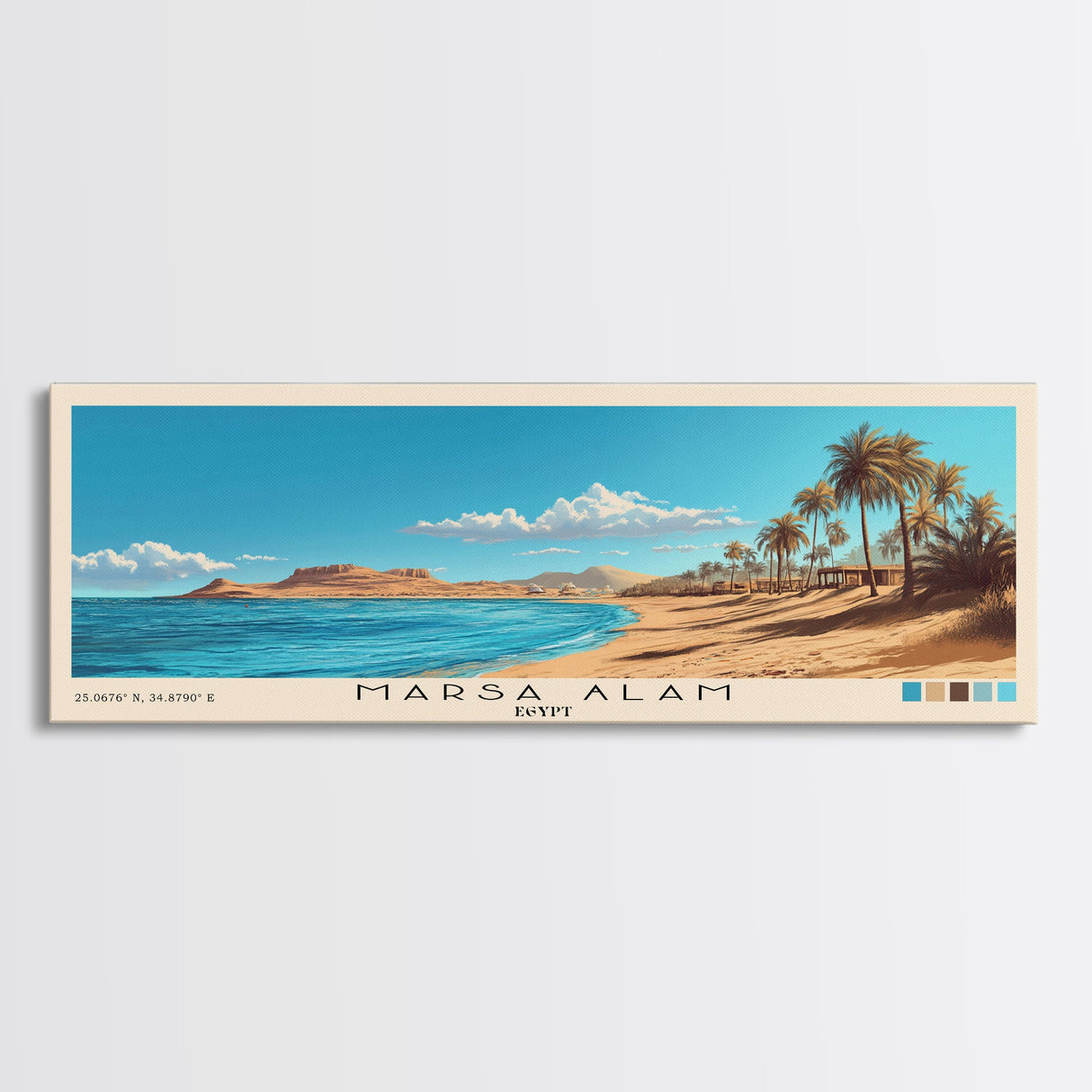 Marsa Alam, Egypt Panoramic Print, Vacation Gift, Egypt Wall Art, Beach Painting, Beach Decor, Beach Or Lakehouse Art