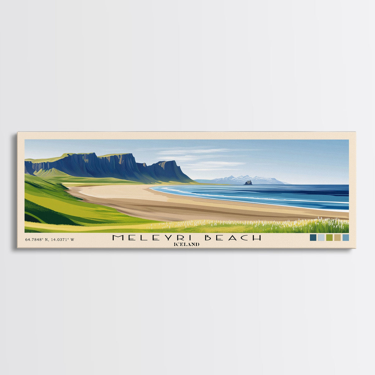 Meleyri Beach, Iceland Panoramic Print, Vacation Gift, Iceland Wall Art, Beach Painting, Beach Decor, Large Wall Art, Wood Frame Art