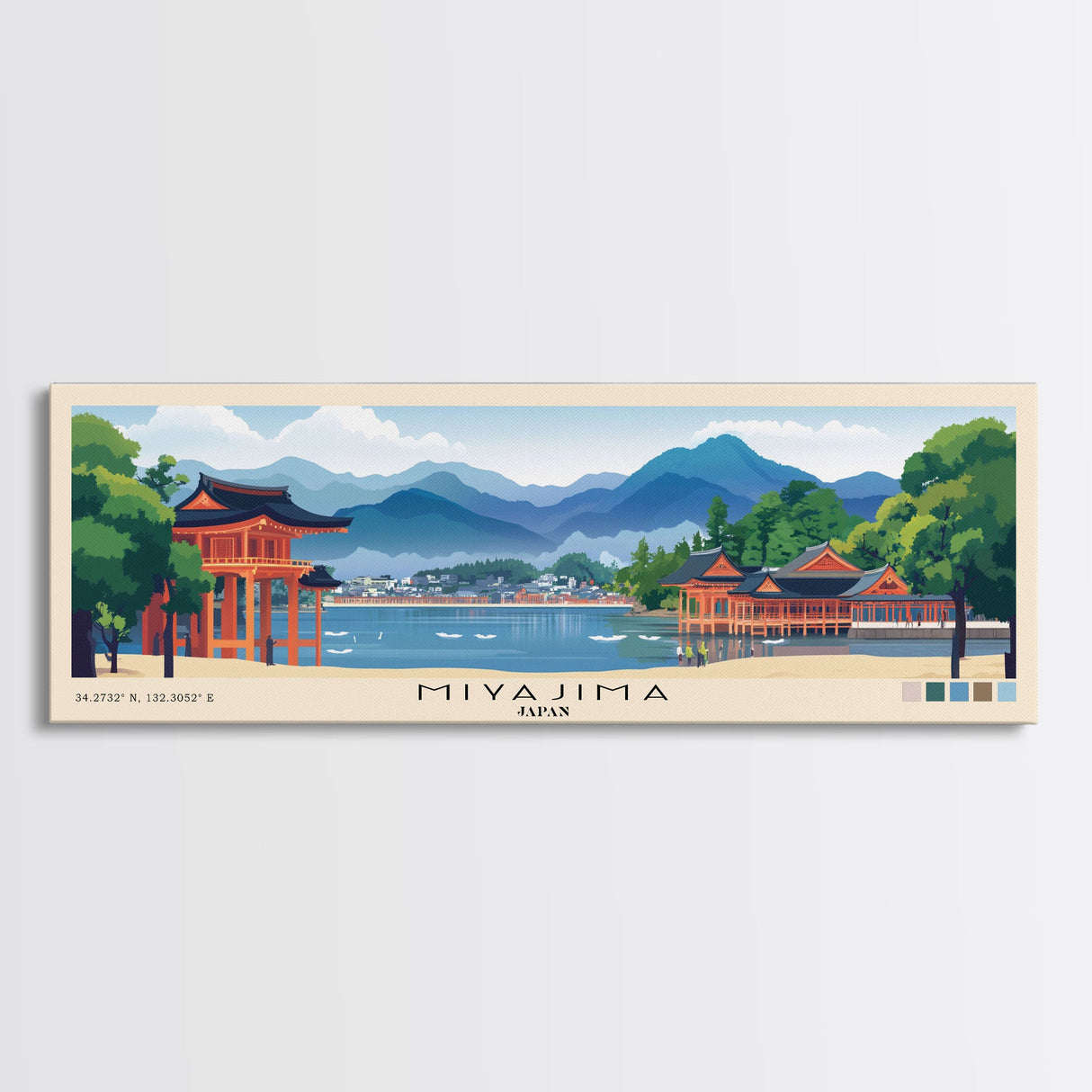 Miyajima, Japan Panoramic Print, Vacation Gift, Japan Wall Art, Beach Painting, Beach Decor, Beach Or Lakehouse Art