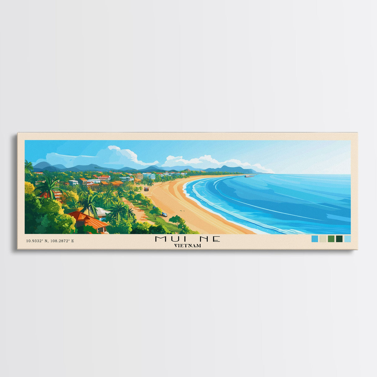 Mui Ne, Vietnam Panoramic Print, Vacation Gift, Vietnam Wall Art, Beach Painting, Beach Decor, Beach Or Lakehouse Art