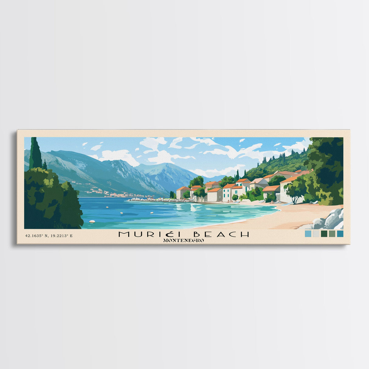 Murići Beach, Montenegro Panoramic Print, Vacation Gift, Montenegro Wall Art, Vacation Wall Art, Vacatation Memories, Beach Decor, Beach Or Lakehouse Art