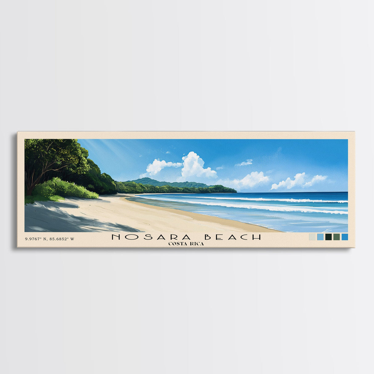 Nosara Beach, Costa Rica Panoramic Print, Vacation Gift, Costa Rica Wall Art, Beach Painting, Beach Decor, Beach Or Lakehouse Art